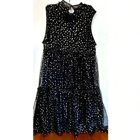 Popsugar sheer sleeveless dress juniors size large black and gold - Picture 3 of 5